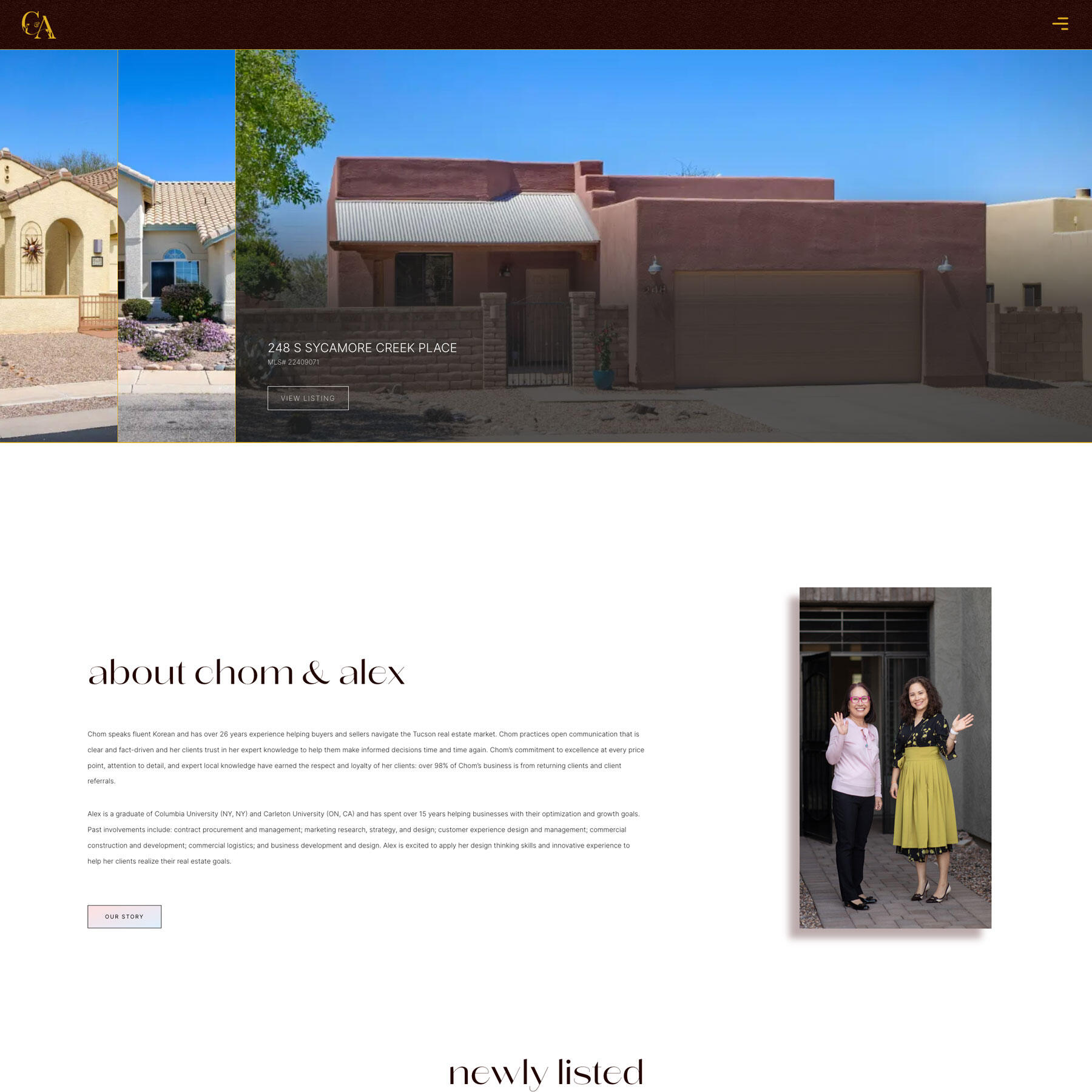 Screenshot of Chom & Alex Realty website