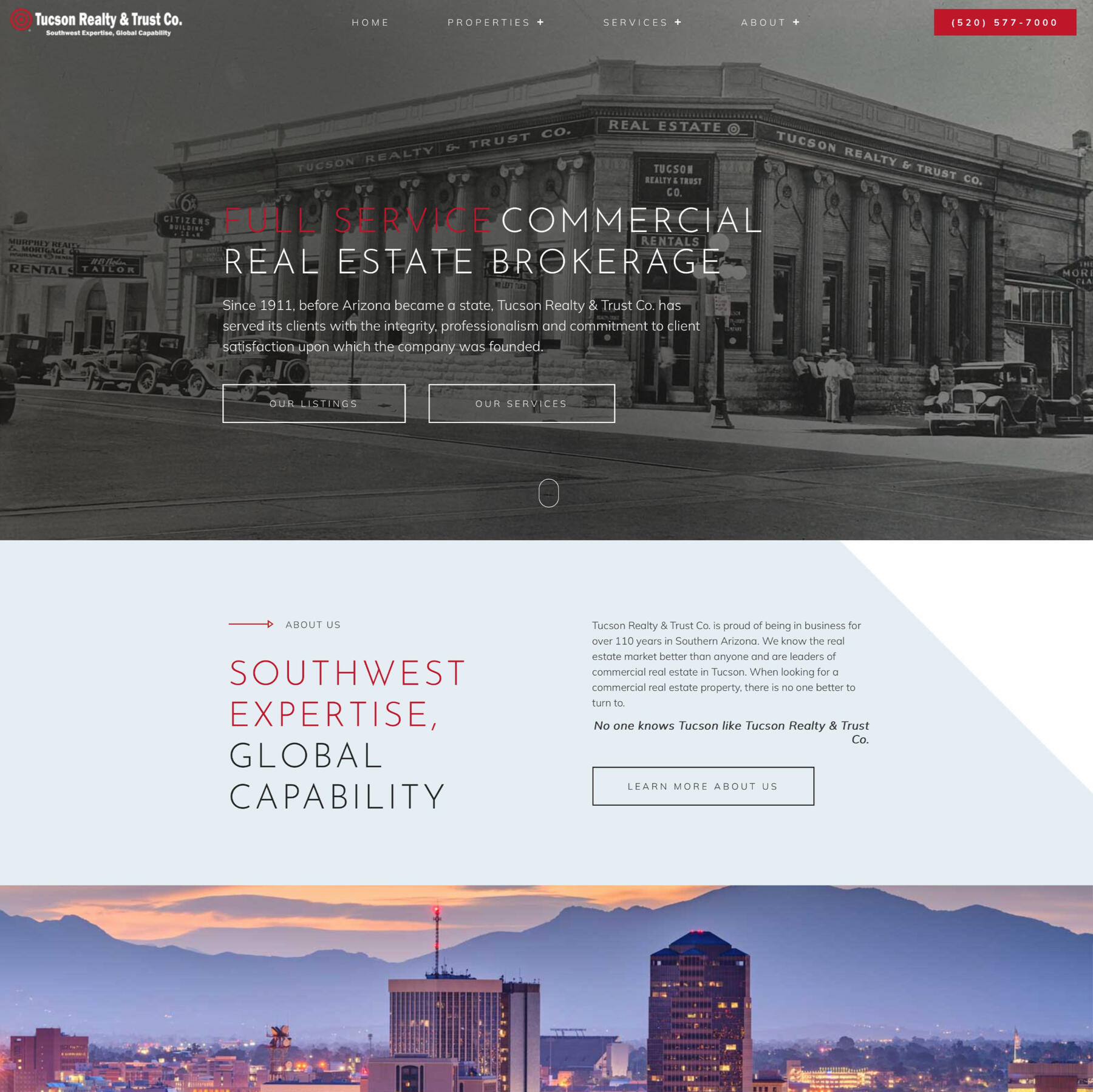 Screenshot of Tucson Realty website