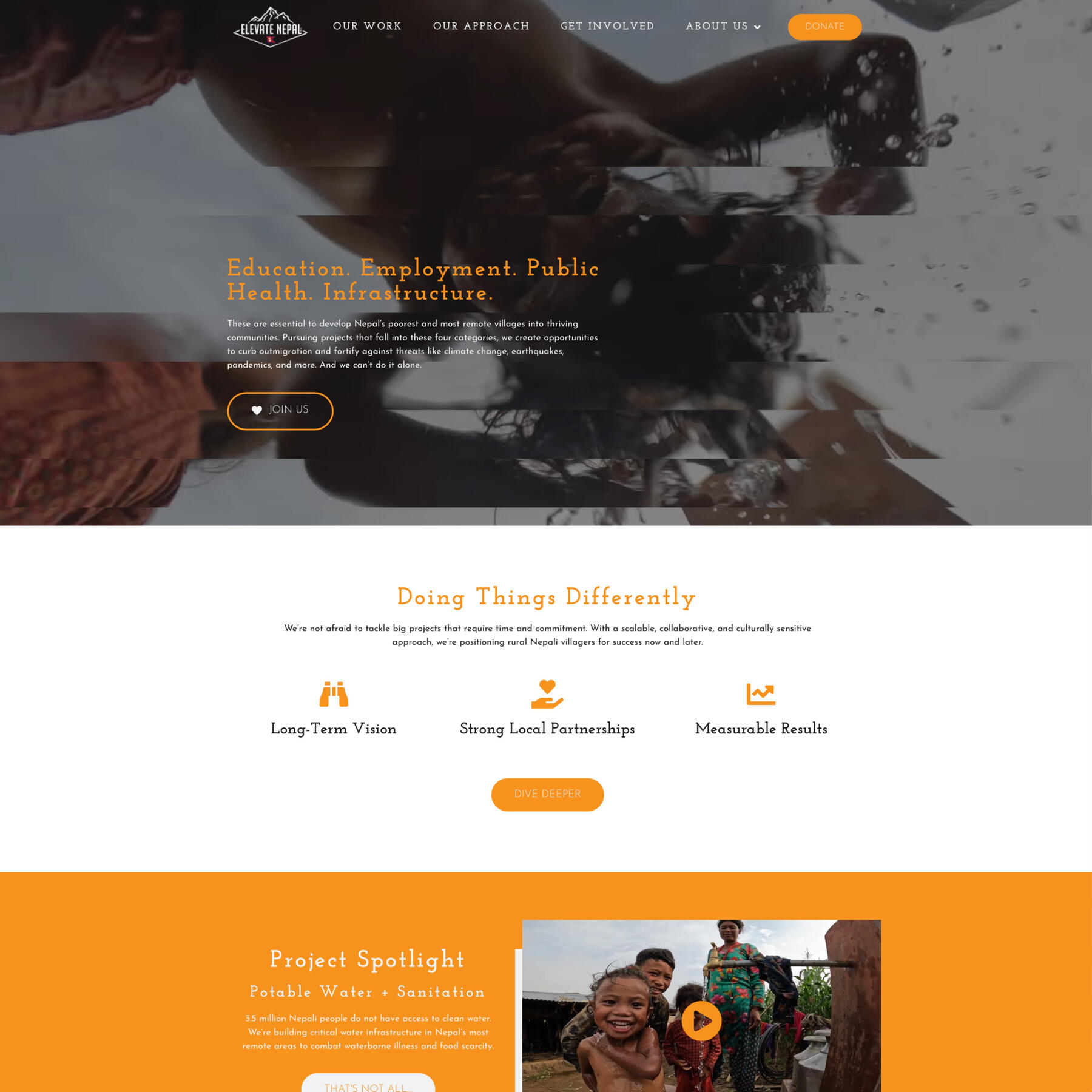 Screenshot of Elevate Nepal website