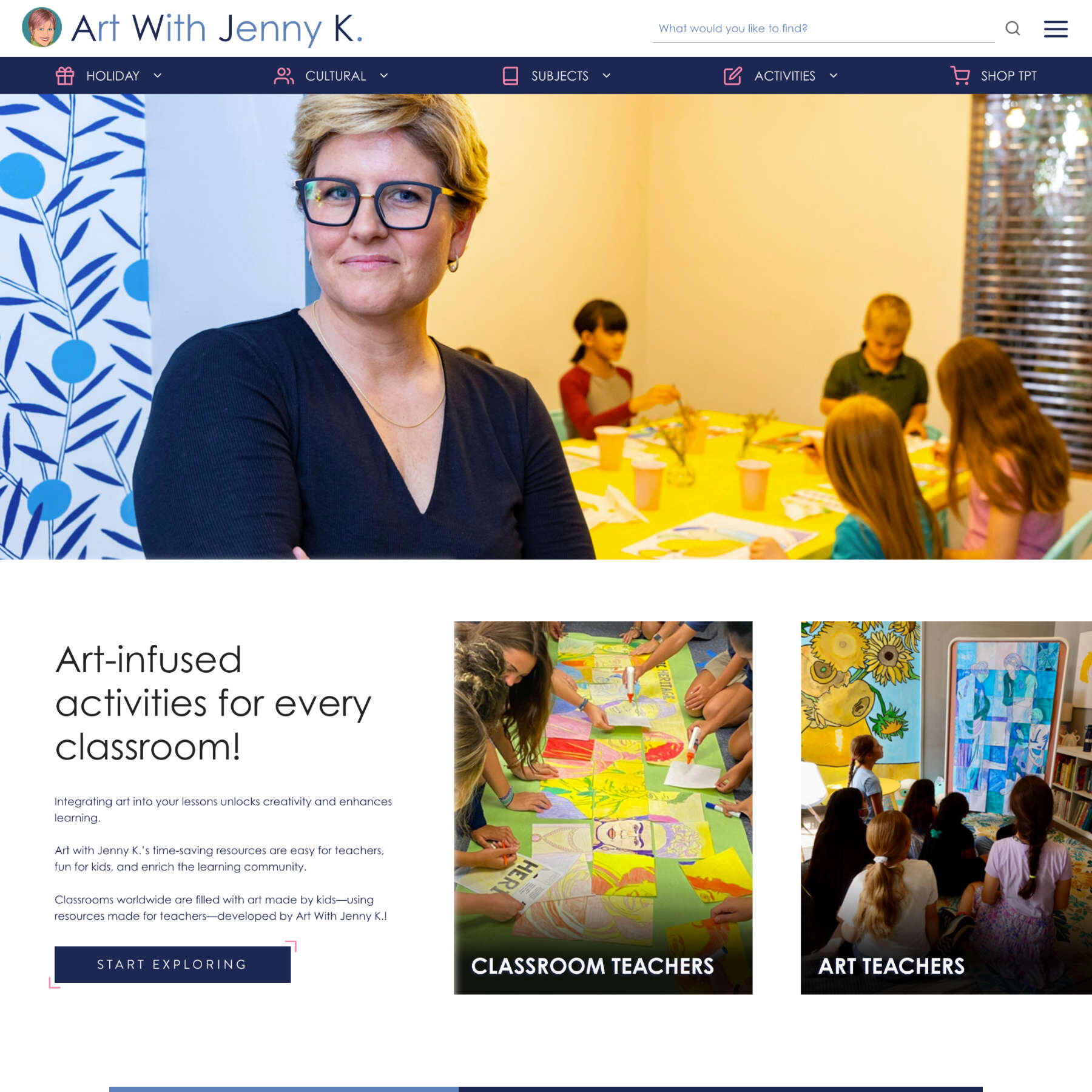 Screenshot of Art With Jenny K. website